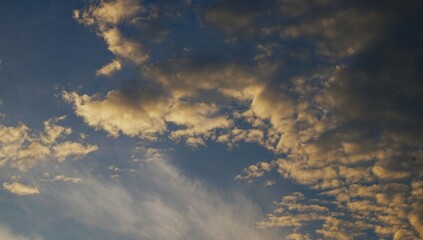 yellow clouds in the afternoon, beautiful cumulus clouds