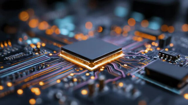 Central Processing Unit on Computer Motherboard Close Up
