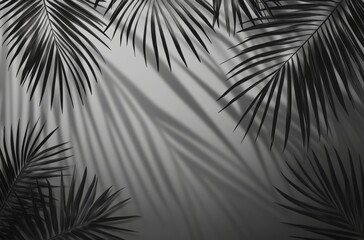 Obraz premium Shadow overlay of tropical coconut palm leaves on transparent