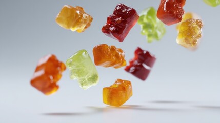 Gummy Bears in Flight: A Delightful Cascade of Colorful Candies