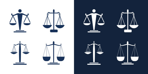 Scale of justice icon law logo set graphic design isolated vector