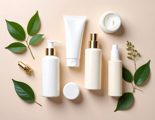 Cosmetic Products Branding Mockup Top View on Colorful Background for Design Presentation