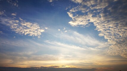 beautiful sunrise, with yellowish white clouds, and plant silhouettes, perfect for background
