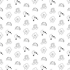 Weather elements doodle seamless background

