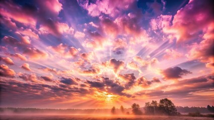 Soft Pink Dawn Light Breaking Through Cloudy Skies, nature, morning,  nature, morning