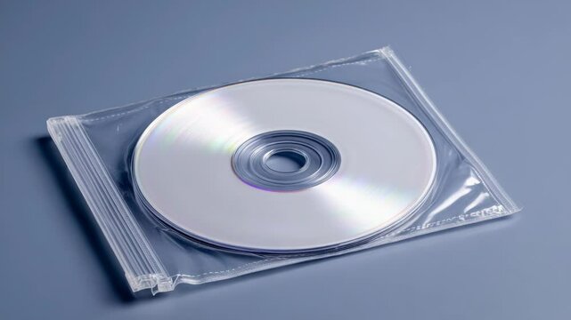 Stack of Silver CDs in a Clear Plastic Bag on Solid Surface