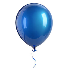 A single blue balloon isolated on a white background, perfect for a birthday celebration or party decoration 3d rendering icon blue balloon illustration PNG.