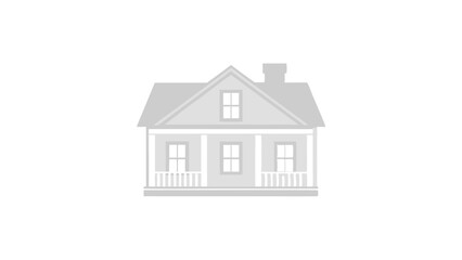 Fototapeta premium Illustration of a simple house with a roof, windows, and a porch with railing and a chimney on top