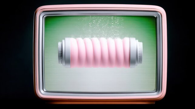Pink And Green Glitching Digital Object On Screen
