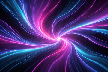 Mesmerizing Neon Light Swirls: Captivating Abstract Art Featuring Vibrant Pink and Blue Colors in Motion