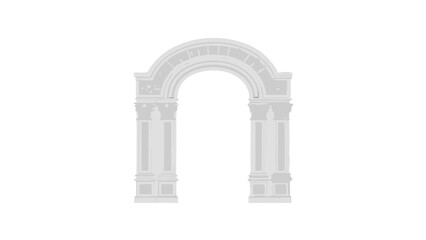 Fototapeta premium A simple illustration of a white stone archway with detailed columns and keystone design element art