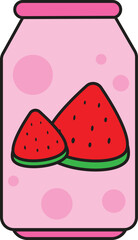 Vector Illustration of Canned Watermelon Juice Beverage with Refreshing Pink Design and Fruit Slice Decoration for Summer Drink and Healthy Packaging Concept