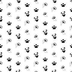 Cute panda footprint doodle seamless background

