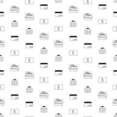 Shopping finance doodle seamless background

