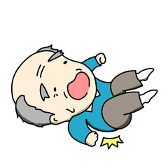 後ろに転倒したおじいちゃんのイラスト