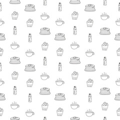 Dessert juice doodle seamless background

