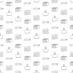 School supplies doodle seamless background

