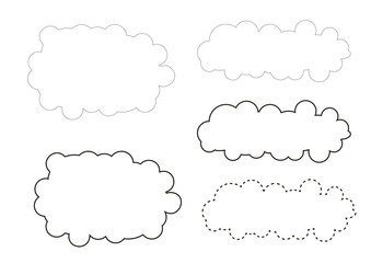 もこもこの吹き出し白背景