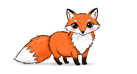 Obraz premium Adorable Cartoon Fox Illustration Cute Red Fox Character Design
