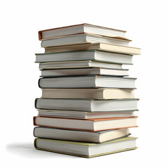 Stack of Books on White Background for Reading and Education