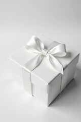 Pure white satin ribbon bow, isolated Elegant gift wrap element , gift wrap, bow, isolated