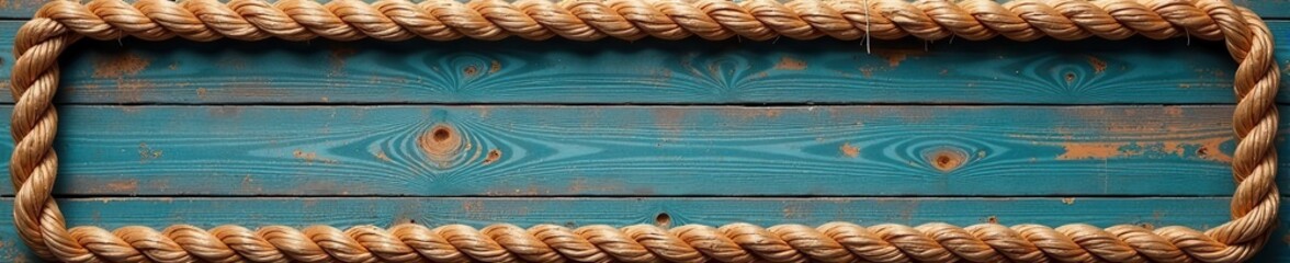 Rectangular rope frame, rustic texture, blank space , marketing, mockup
