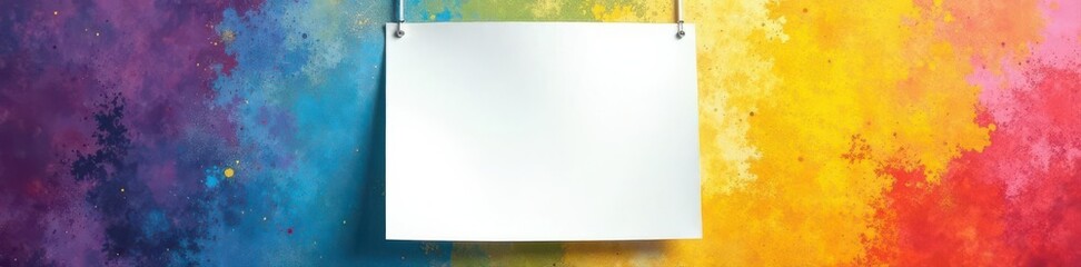 Single sheet of paper on a vibrant bulletin board, fun, workspace, announcement