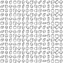 Box black line doodle seamless background

