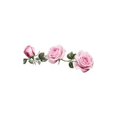 Fototapeta premium Fresh Pink Roses in Full Bloom Isolated on White Background
