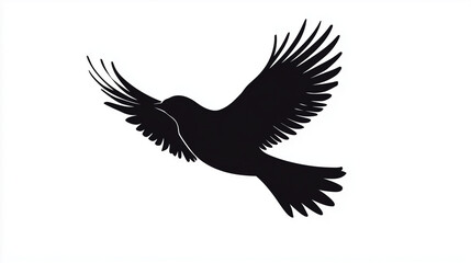 Obraz premium Minimal Flying Bird Silhouette Vector Icon 