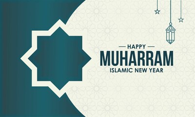Happy muharram islamic new hijri year background ,vector illustration. Muslim community festival backdrop banner template design.