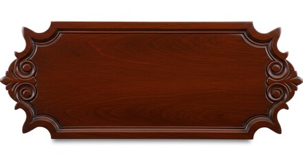 Elegant mahogany wood blank sign with decorative carved edges and dark finish