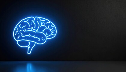 Neon brain graphic on dark background