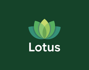 Elegant Lotus Flower Logo with Green and Yellow Petals