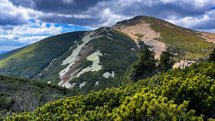 Spectacular mountain view of Chleb in 1646 m., which is in Mala Fatraover and Vratna dolina  alley in Slovakia. Landscape is perfect for hikers and outdoor enthusiasts at any skill level.