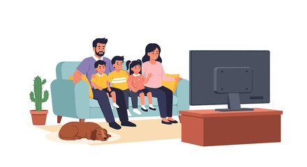 Family Watching Television Together