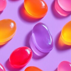 Fototapeta premium Colorful Jelly Beans in a Seamless Arrangement Close-Up Vibrant and Playful Studio Setting