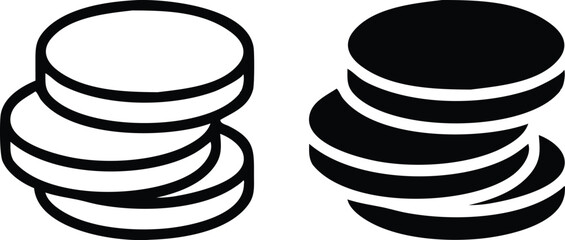 Minimalist Coin Stack Icon – Stylized Line Art Vector with Geometric Overlapping Circles