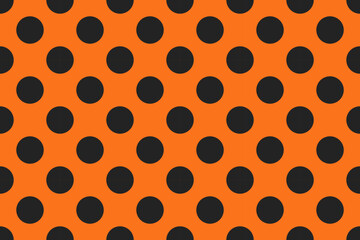 Halloween pattern with black dots and orange background