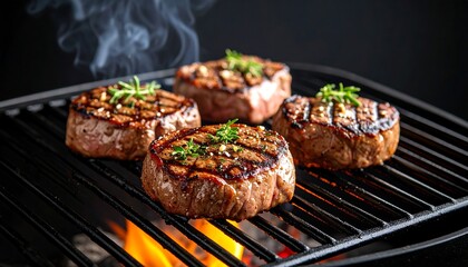 Grilled steaks on a barbecue (1)