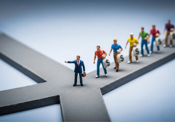 Fototapeta premium Businessman standing at a crossroads