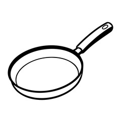 Isolated metal cast iron frying pan with handle on white background, a versatile kitchen cooking utensil