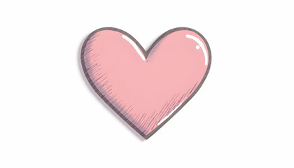 Pink Heart Illustration on White Background for Valentine's Day and Love Designs