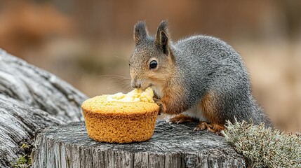 Grey squirrel enjoys a treat.