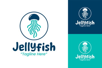 Teal and Blue Jellyfish Logo for Professional Business Branding