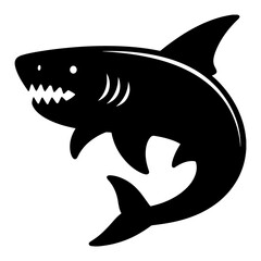 Black and white shark illustration, vector graphic design element