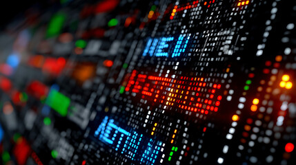 Digital Data World: A vibrant and dynamic digital display showcases the constant flow of information in a pixelated array.