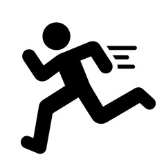Running man icon, black silhouette, speed, vector illustration