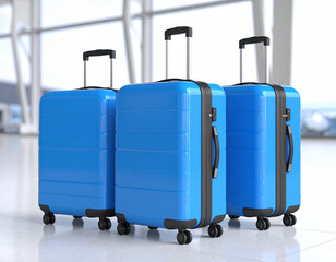 Colorful Suitcases at Airport Terminal for Travel Concept and Vacation Journey 3D Rendering