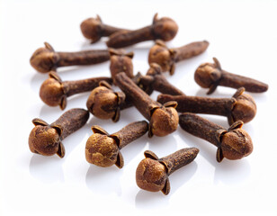 Whole Dried Cloves on Clean White Background for Culinary or Herbal Use